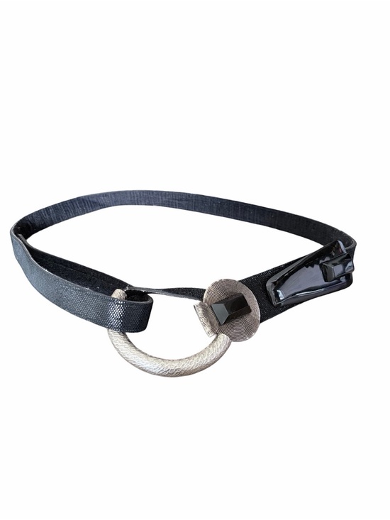 Belts Set of Three Adjustable Faux Leather Metal Accent Waist Belts Brown Cream main image 4